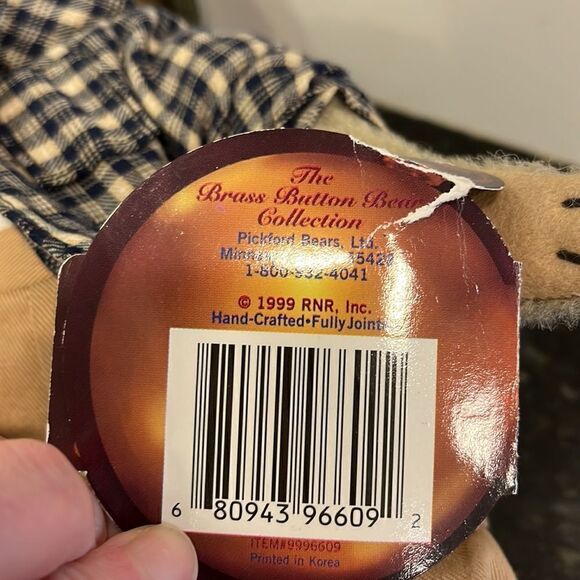 Bennett 1990's Brass Button Bear 20th Century Collectibles Pickford 12" - Picture 6 of 8